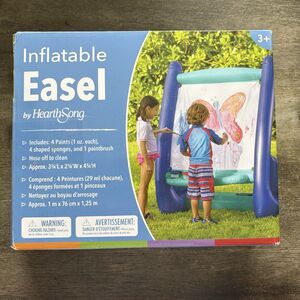 HearthSong Inflatable Easel 50" Outdoor Art Station Toy Set Kids Paint Kit - New